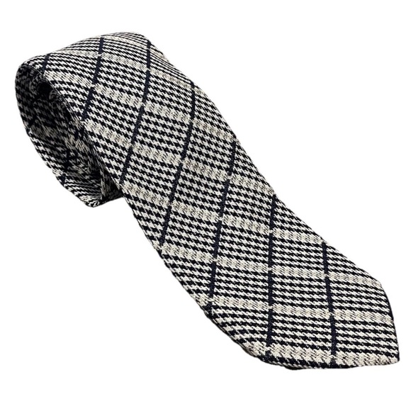 Dion Other - Dion 1967 Men’s Navy White Plaid Wool Formal Tie